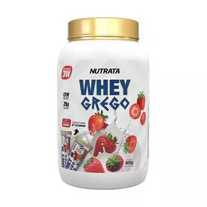 Whey Grego<BR>- Morango Com Chantilly<BR>- 900g<BR>- Nutrata