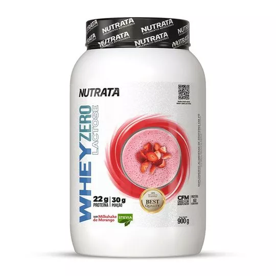 Whey Zero Lactose- Milkshake De Morango- 900g- Nutrata