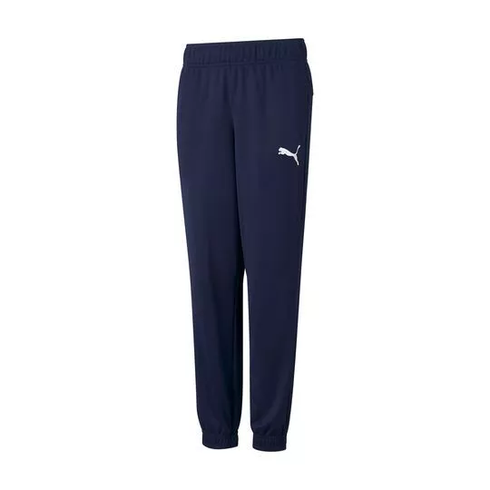 Calça Jogger Em Moletom- Azul Marinho & Branca