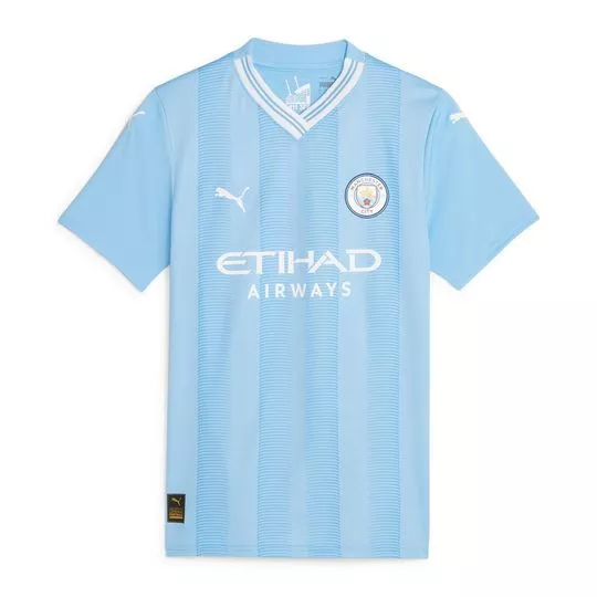 Camiseta Manchester City®- Azul Claro & Branca