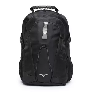 Mochila Com Logo<BR>- Preto & Prateado<BR>- 44x32x12cm