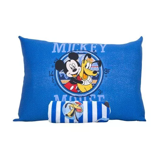 Jogo De Cama Simples Mickey & Pluto® Solteiro- Azul & Amarelo- 2Pçs- Portallar