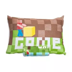 Jogo De Cama Simples Minecraft® Solteiro<BR>- Verde & Marrom<BR>- 2Pçs<BR>- Portallar