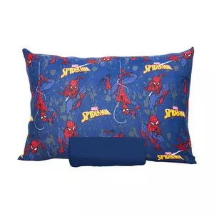 Jogo De Cama Simples Spider-Man® Solteiro<BR>- Azul Marinho & Vermelho<BR>- 2Pçs<BR>- Portallar