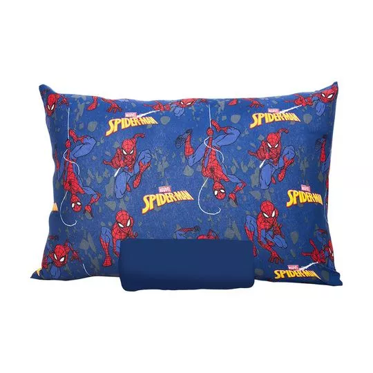 Jogo De Cama Simples Spider-Man® Solteiro- Azul Marinho & Vermelho- 2Pçs- Portallar