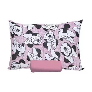 Jogo De Cama Simples Minnie® Solteiro<BR>- Rosa & Branco<BR>- 2Pçs<BR>- Portallar