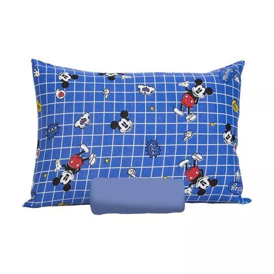 Jogo De Cama Simples Mickey® Solteiro- Azul & Branco- 2Pçs- Portallar