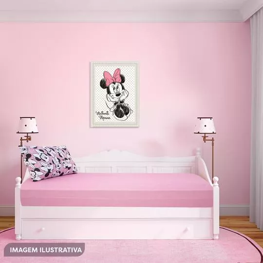 Jogo De Cama Simples Disney® Minnie® Casal- Rosa & Branco- 3Pçs- Portallar