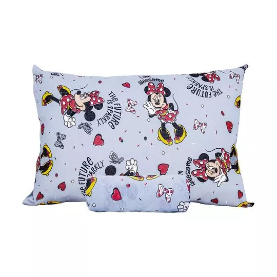 Jogo De Cama Simples Minnie® Solteiro- Cinza Claro & Preto- 2Pçs- Portallar