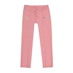 Calça Reta Com Bolsos<BR>- Rosa<BR>- Paraíso