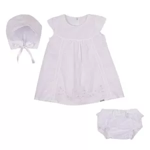 Conjunto De Vestido, Chapéu & Calcinha<BR>- Branco<BR>- Paraíso