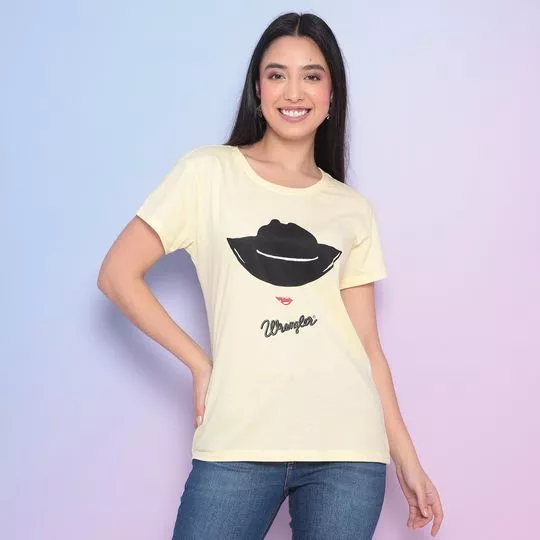 Camiseta Chapéu- Amarelo Claro & Preta