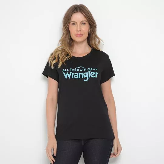 Camiseta Wrangler®- Preta & Azul Claro