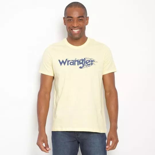 Camiseta Wrangler®- Amarelo Claro & Azul