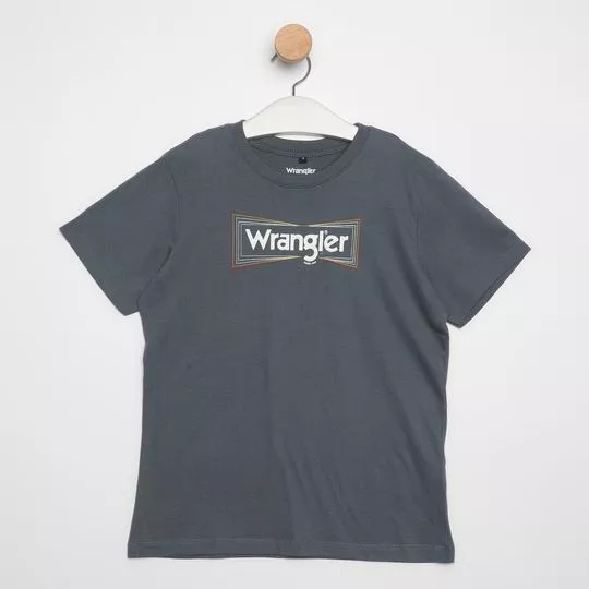 Camiseta Wrangler®- Cinza Escuro & Branca