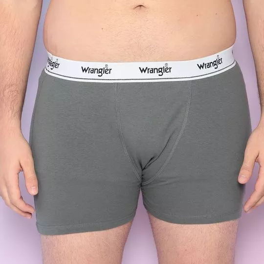 Cueca Boxer Wrangler®- Cinza Escuro & Branca