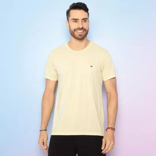 Camiseta Com Bordado- Bege Claro