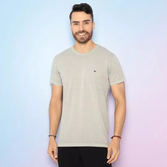 Camiseta Com Bordado- Taupe