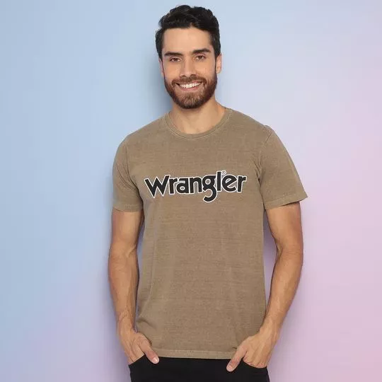 Camiseta Estonada Wrangler®- Bege Escuro & Preta