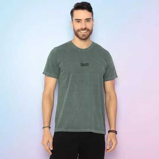 Camiseta Com Inscrições- Verde Militar