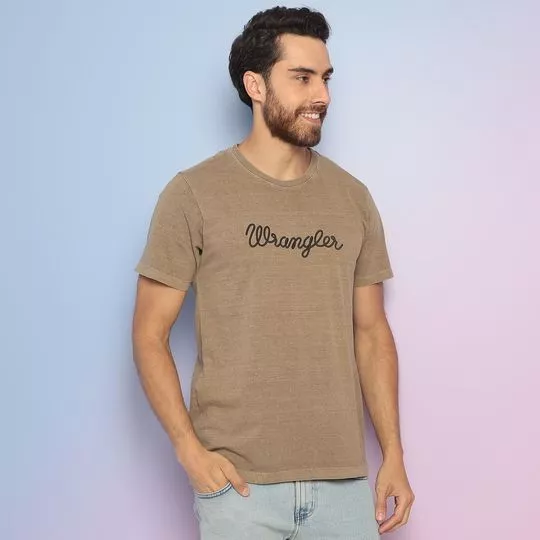 Camiseta Estonada Wrangler®- Bege Escuro & Preta