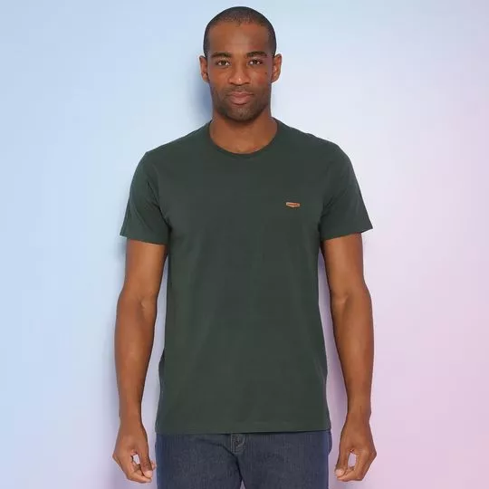 Camiseta Com Tag- Verde Escuro