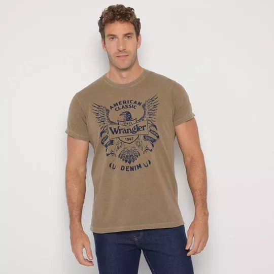 Camiseta American Classic- Bege & Azul Marinho