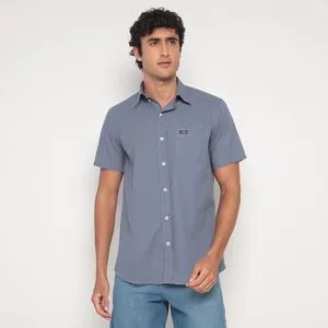 Camisa Regular Fit Com Bolso<BR>- Azul