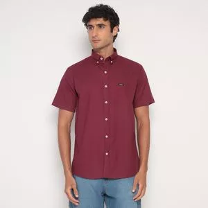 Camisa Regular Fit Com Bolso<BR>- Vinho