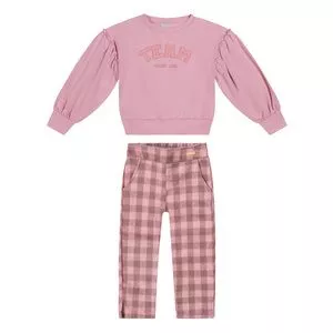 Conjunto De Blusão Team & Calça Reta<BR>- Rosa & Roxo