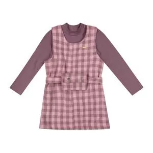 Vestido Xadrez Com Blusa<BR>- Rosa Claro & Rosa Escuro