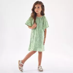 Vestido Com Bordados<BR>- Verde Claro<BR>- Up Baby