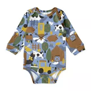 Body Porquinho<BR>- Azul & Marrom<BR>- Up Baby