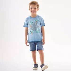 Camiseta Com Inscrição<BR>- Azul Claro & Verde<BR>- Up Baby<BR>- Up Baby & Up Kids