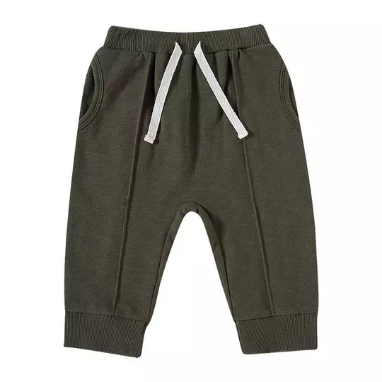 Calça Jogger Com Recortes- Verde Militar