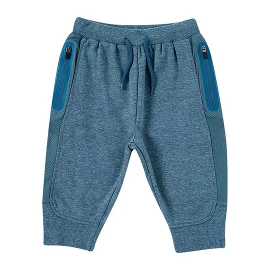 Calça Jogger Com Recortes- Azul Escuro