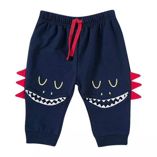 Calça Jogger Monstrinho- Azul Marinho & Branca