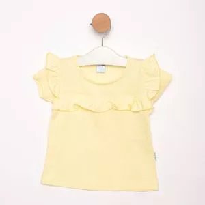 Blusa Com Babados<BR>- Amarelo Claro