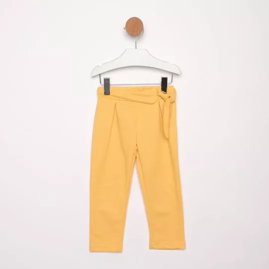 Calça Reta Em Moletom- Amarelo Escuro