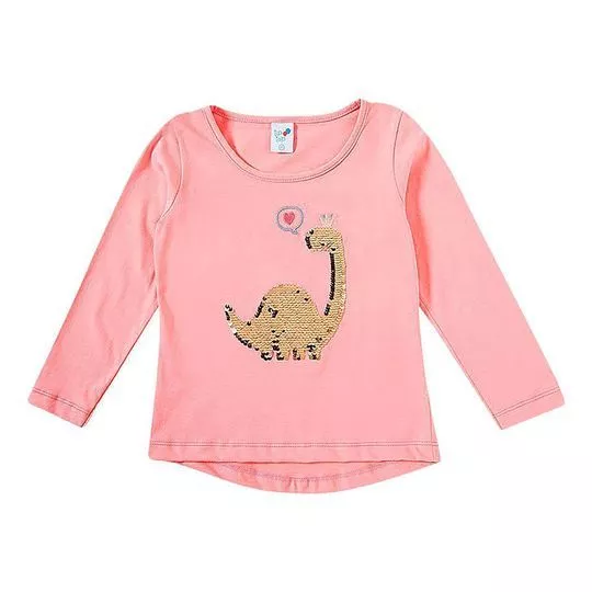 Blusa Dinossauro- Rosa & Prateada