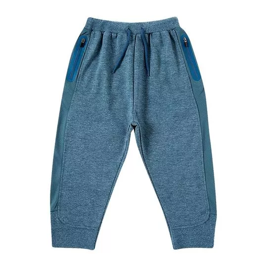 Calça Jogger Em Flamê- Azul Escuro