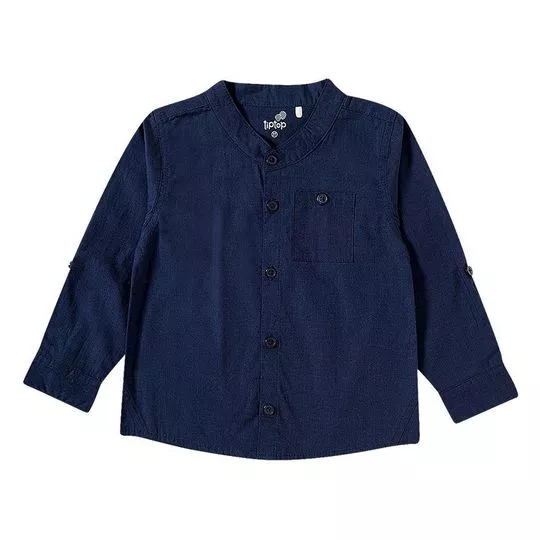 Camisa Com Recortes- Azul Marinho