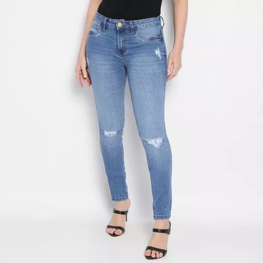 Calça Jeans Skinny- Azul Claro- Lança Perfume