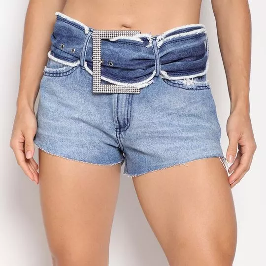 Short Jeans Com Cinto- Azul- Lança Perfume