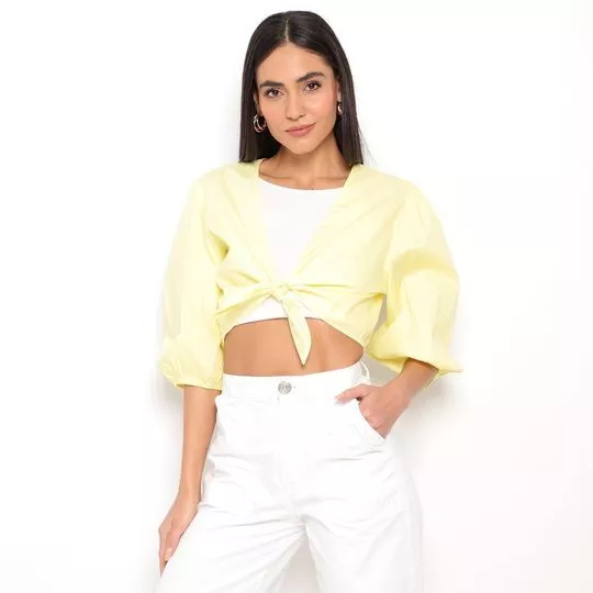 Cropped Com Amarração- Amarelo- Lança Perfume