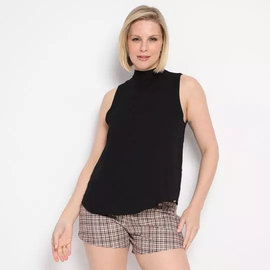 Blusa Com Gola Alta- Preto- Lança Perfume