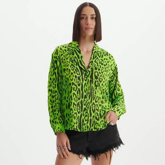 Camisa Animal Print- Verde & Preta- Lança Perfume