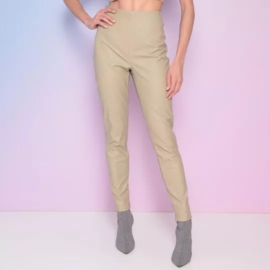 Legging Com Recortes- Bege- Lança Perfume