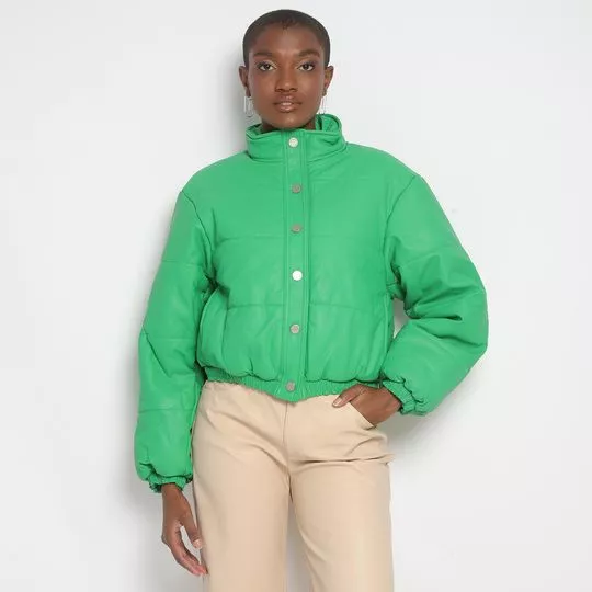 Jaqueta Cropped Puffer- Verde- Lança Perfume