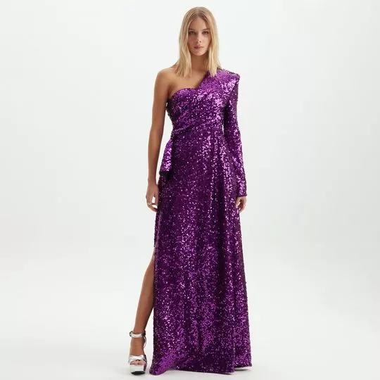 Vestido Longo Ombro Único- Roxo- Lança Perfume